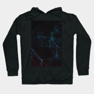 Abstract Blue Lines Resembling Star Constellation on Black Background Hoodie